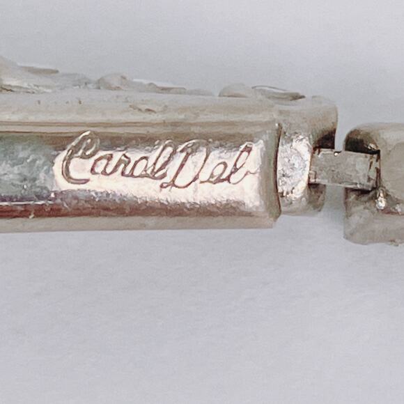 VTG Signed Carol Deb 1950s Cocktail Rhinestone Bib Necklace Silver Tone Elegant - Picture 9 of 15